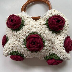 Handmade crochet rose bag
